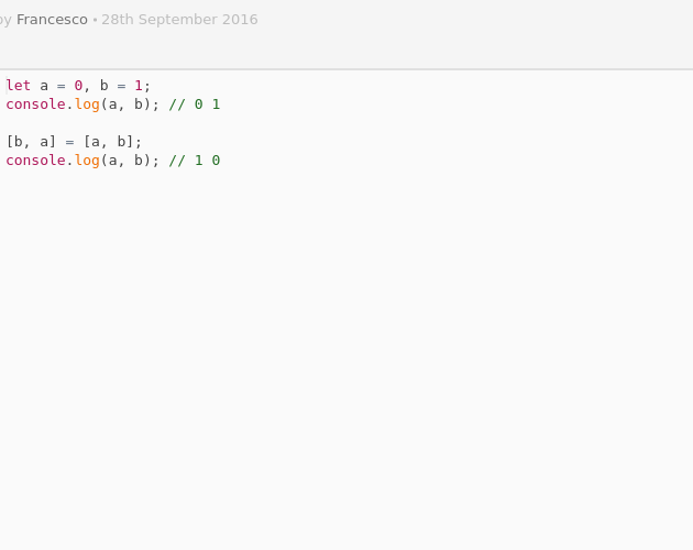 Javascript ES6 - Swap Variables - Codepad