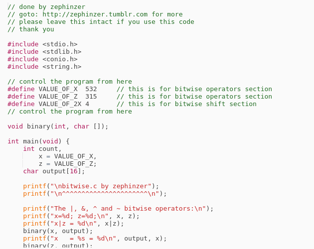 Bitwise Operators And Shifts - Codepad