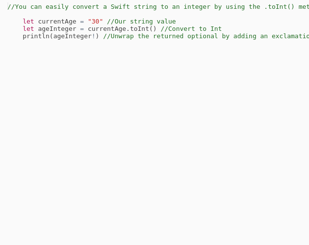 convert string to integer iswift