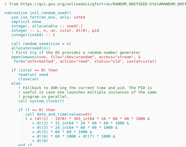 Fortran 95 Initialize A Pseudo Random Number Sequence Codepad