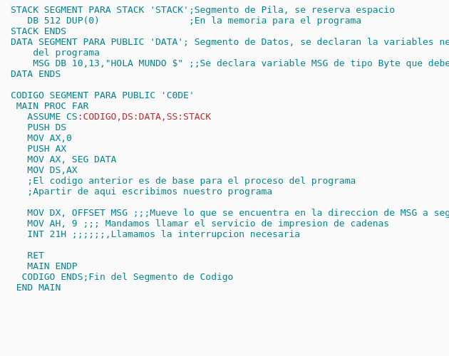 Hola Mundo en Ensamblador - Codepad
