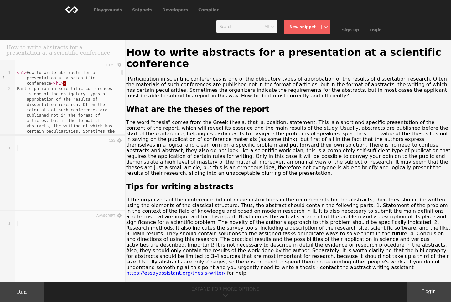 example abstract for conference presentation
