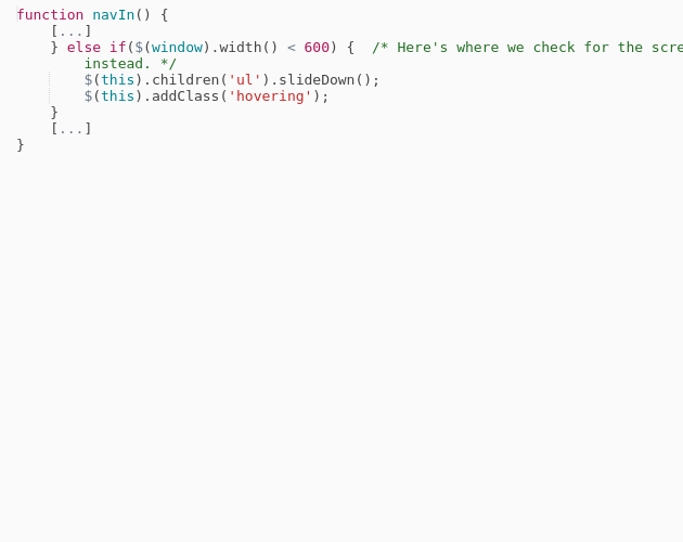 javascript if screen size is less than