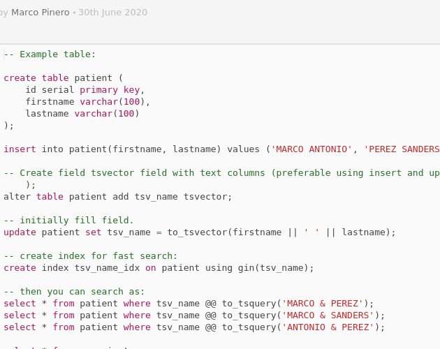 fast text search postgresql