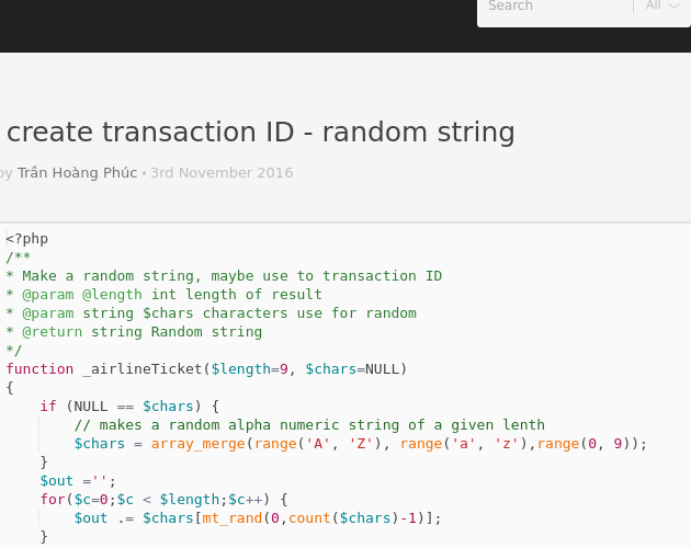 Voeding Beschrijven Glad PHP create transaction ID - random string - Codepad