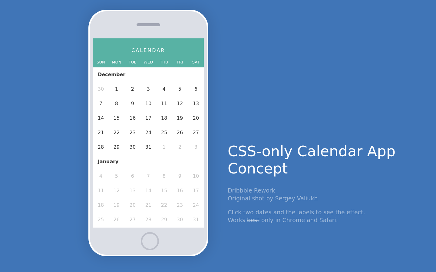 Only calendar. Календарь CSS. Дизайн календаря CSS. CSS only. Awesome Calendar приложение.