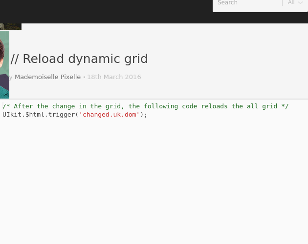 Uikit Reload Dynamic Grid Codepad