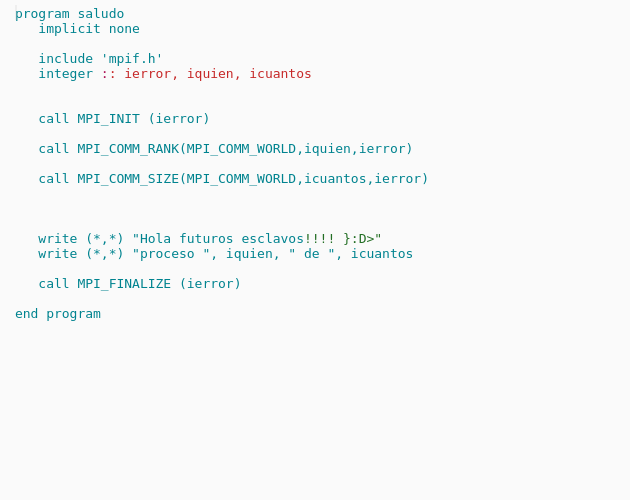 Hola Mundo Fortran MPI - Codepad