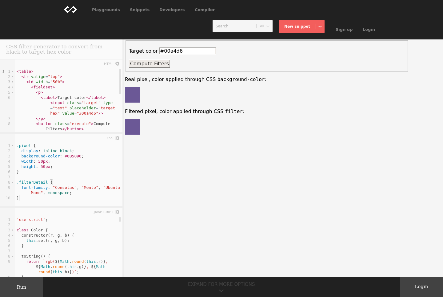 CSS Filter Generator To Convert From Black To Target Hex Color Codepad