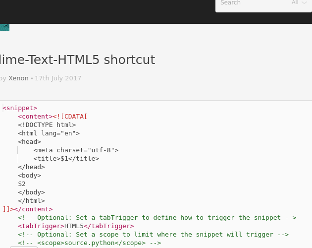 how to comment in html shortcut sublime