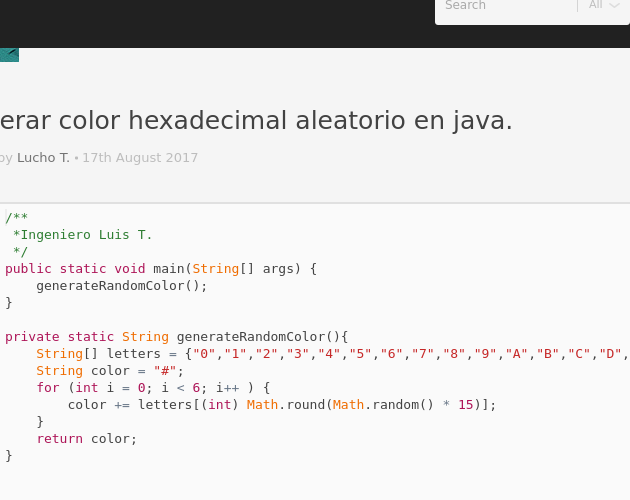 random hex color code generator java
