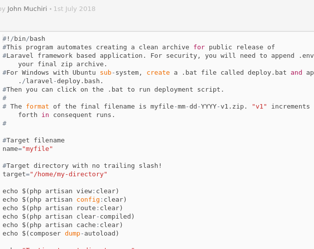 Laravel Dist Cleanup Bash Codepad