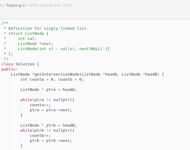 160 Intersection Of Two Linked Lists Codepad