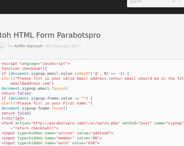 Contoh HTML Form Parabotspro - Codepad