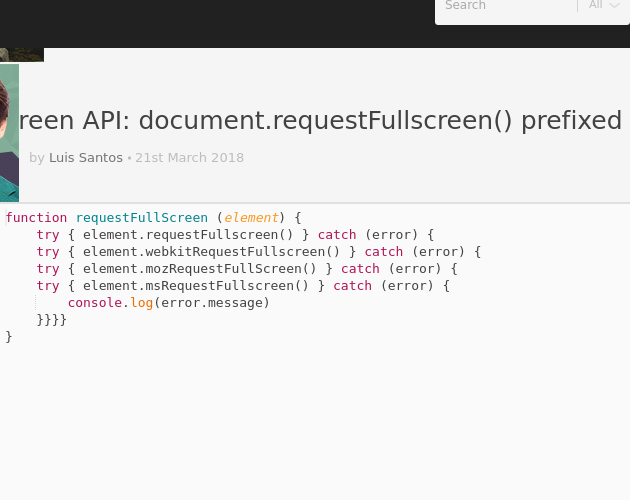 Fullscreen Api Document Requestfullscreen Prefixed Method Codepad